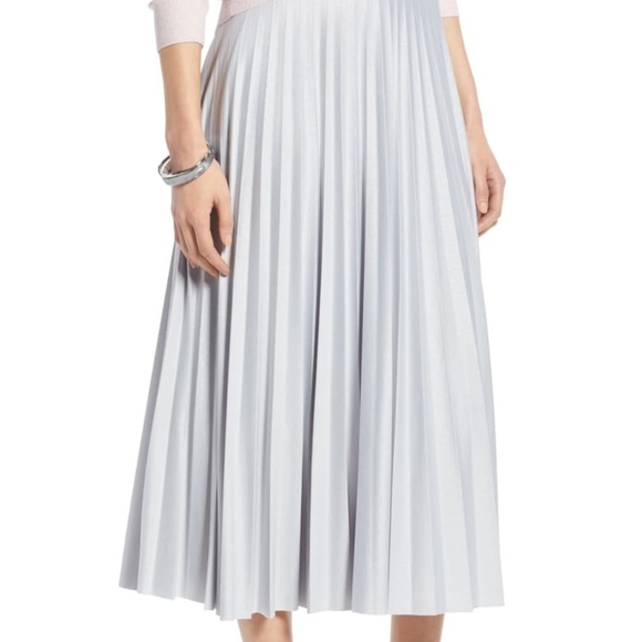 Halogen Dresses & Skirts - Halogen Pleated Midi Skirt in Grey-Silver Foil NWT